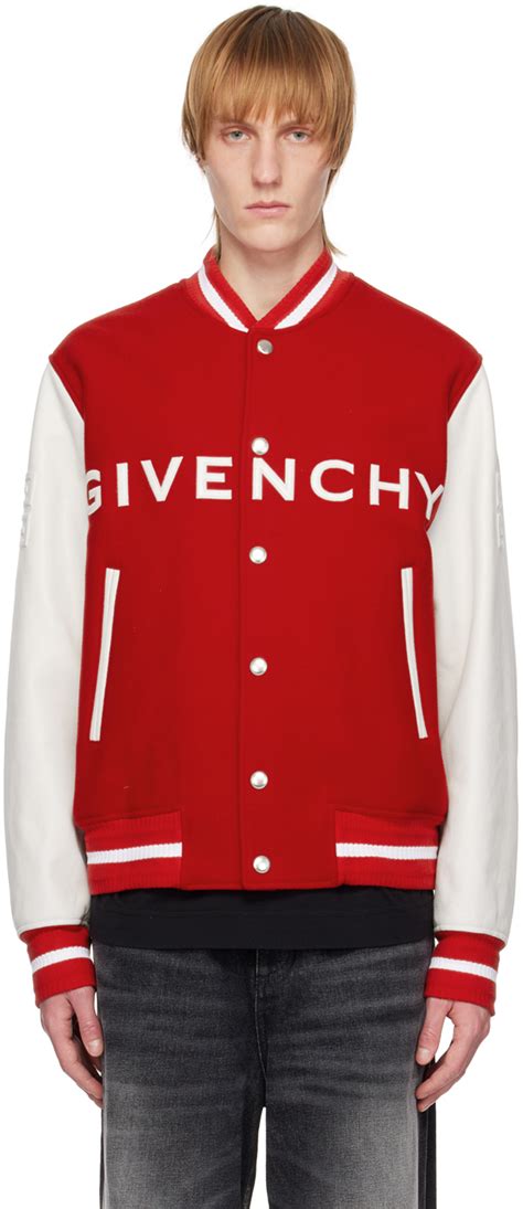 givenchy red leather varsity jacket|Givenchy women's high school.